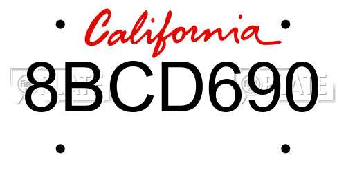 8BCD690 California License Plate