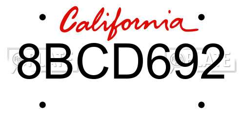 8BCD692 California License Plate