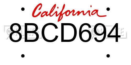 8BCD694 California License Plate