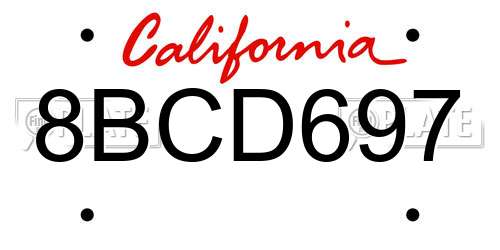 8BCD697 California License Plate