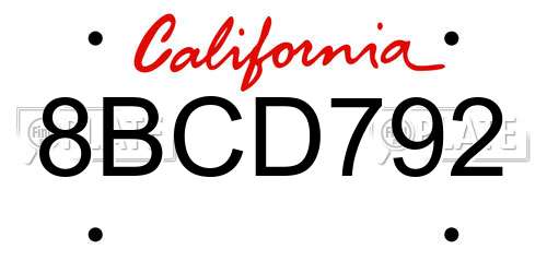8BCD792 California License Plate