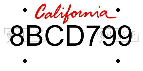 8BCD799 California License Plate