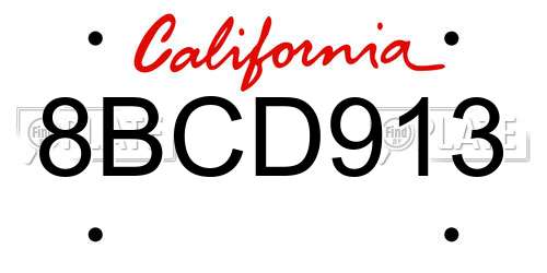 8BCD913 California License Plate