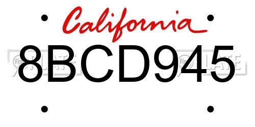 8BCD945 California License Plate