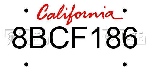 8BCF186 California License Plate