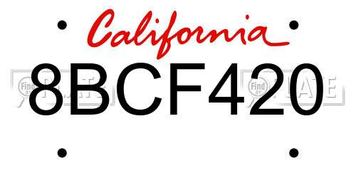 8BCF420 California License Plate