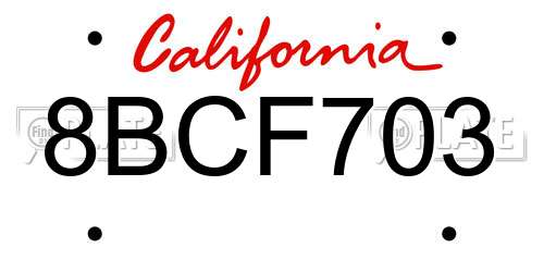 8BCF703 California License Plate
