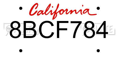 8BCF784 California License Plate