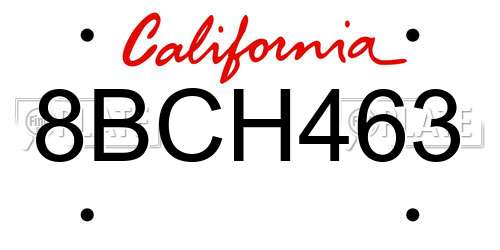 8BCH463 California License Plate