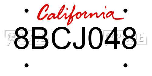 8BCJ048 California License Plate