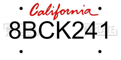 8BCK241 California License Plate