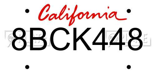 8BCK448 California License Plate