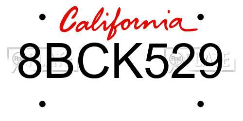 8BCK529 California License Plate