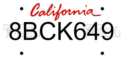 8BCK649 California License Plate