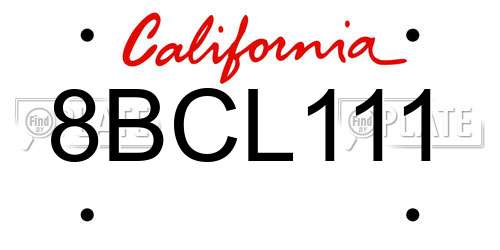 8BCL111 California License Plate