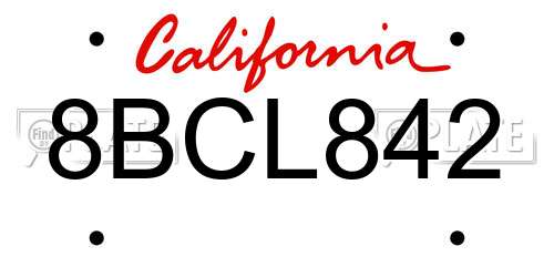 8BCL842 California License Plate