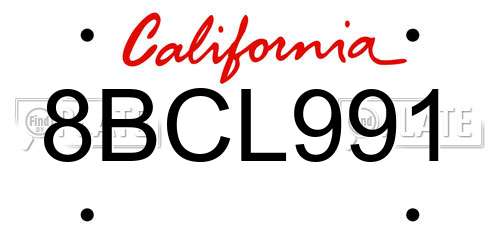 8BCL991 California License Plate
