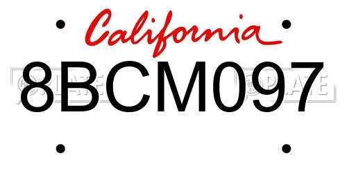 8BCM097 California License Plate