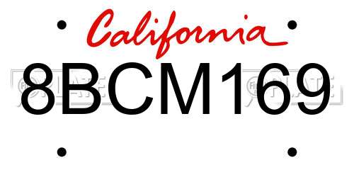 8BCM169 California License Plate