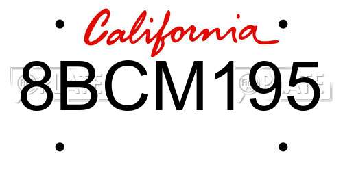 8BCM195 California License Plate