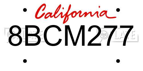 8BCM277 California License Plate