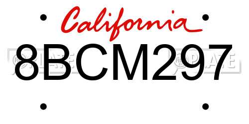 8BCM297 California License Plate
