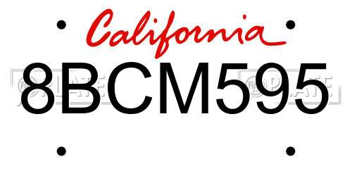 8BCM595 California License Plate