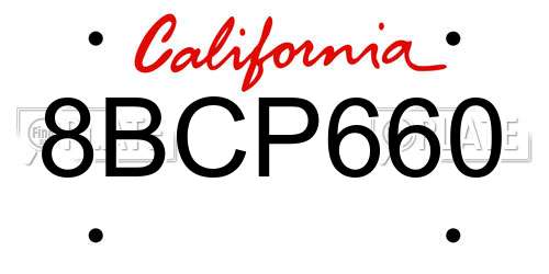 8BCP660 California License Plate