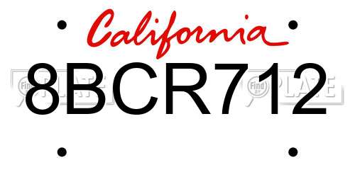 8BCR712 California License Plate