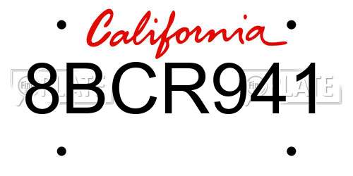 8BCR941 California License Plate