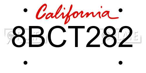 8BCT282 California License Plate