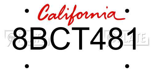 8BCT481 California License Plate