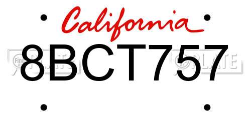 8BCT757 California License Plate
