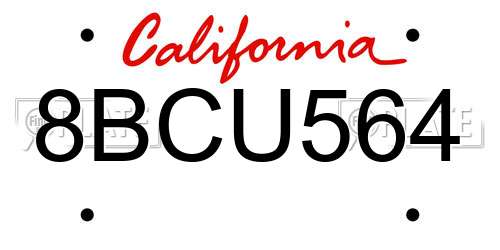 8BCU564 California License Plate