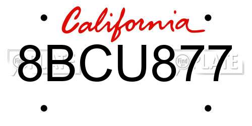 8BCU877 California License Plate