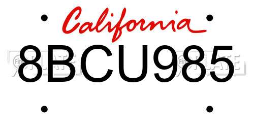 8BCU985 California License Plate