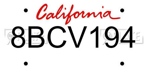 8BCV194 California License Plate