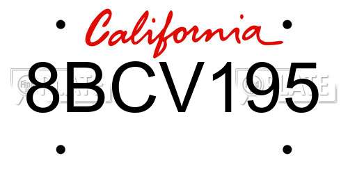 8BCV195 California License Plate
