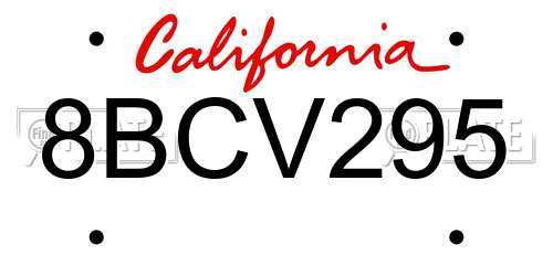 8BCV295 California License Plate