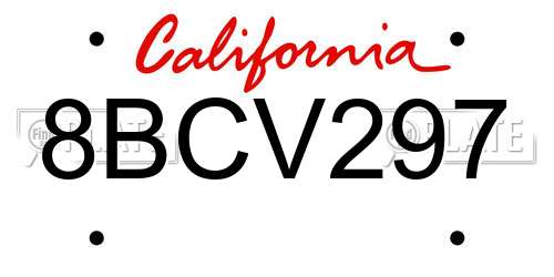 8BCV297 California License Plate