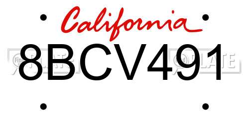 8BCV491 California License Plate