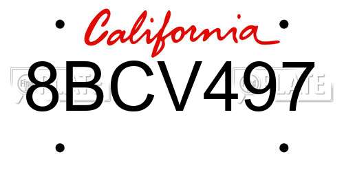 8BCV497 California License Plate