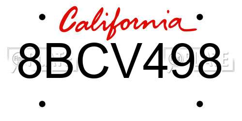 8BCV498 California License Plate