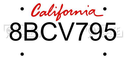 8BCV795 California License Plate