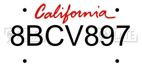 8BCV897 California License Plate