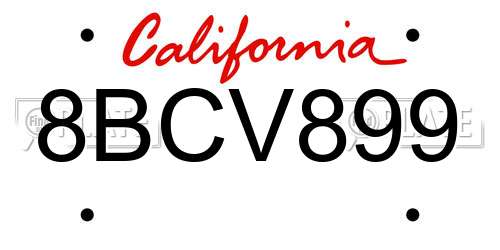 8BCV899 California License Plate