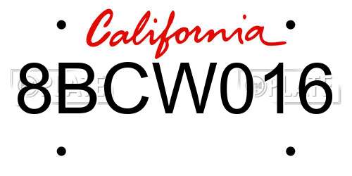 8BCW016 California License Plate