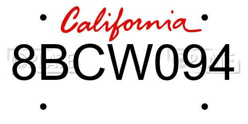 8BCW094 California License Plate