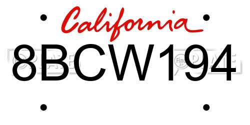 8BCW194 California License Plate