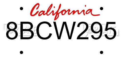 8BCW295 California License Plate